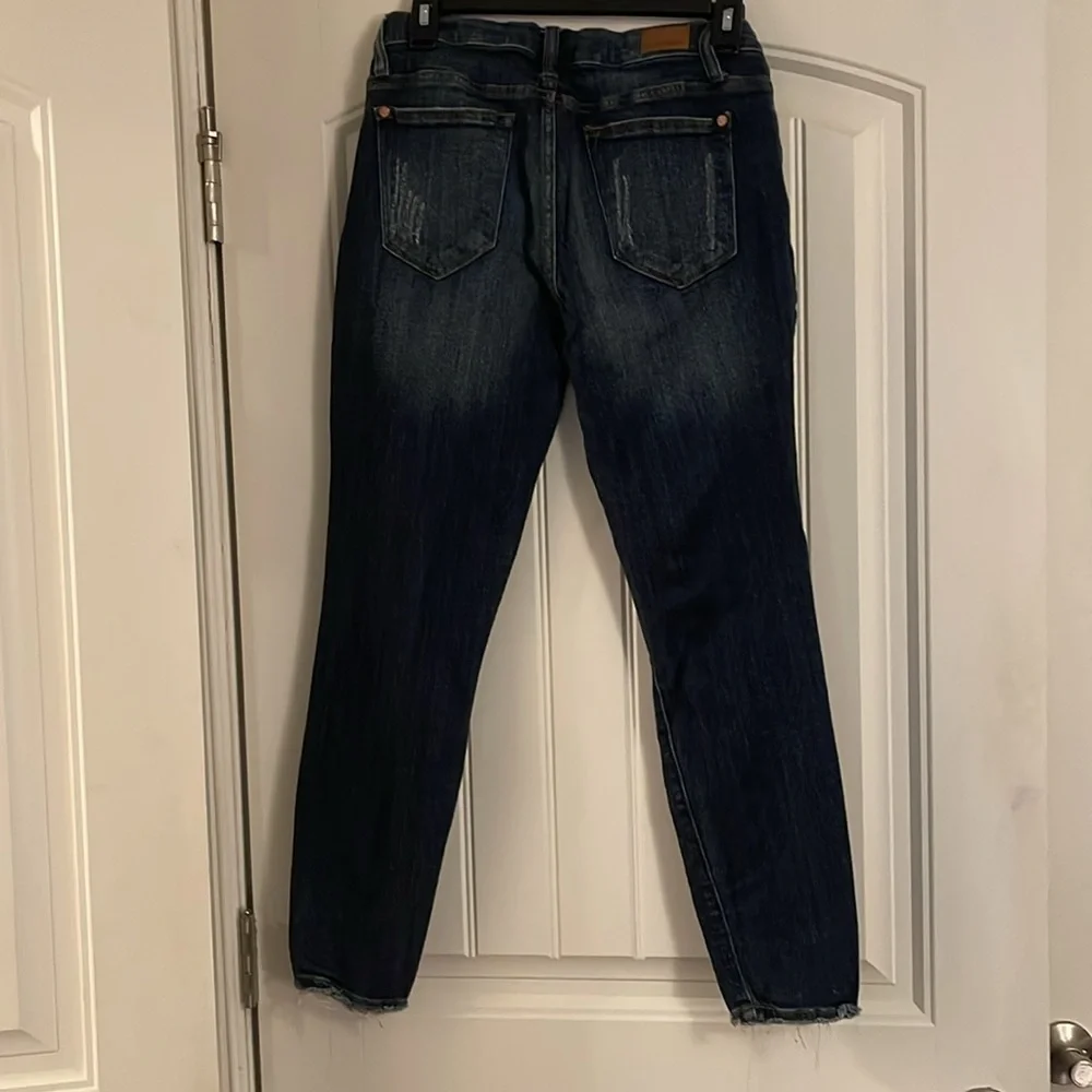 Judy Blue Womens Distressed Skinny Jeans Size XL 11/30 Dark Wash Cotton & Spande